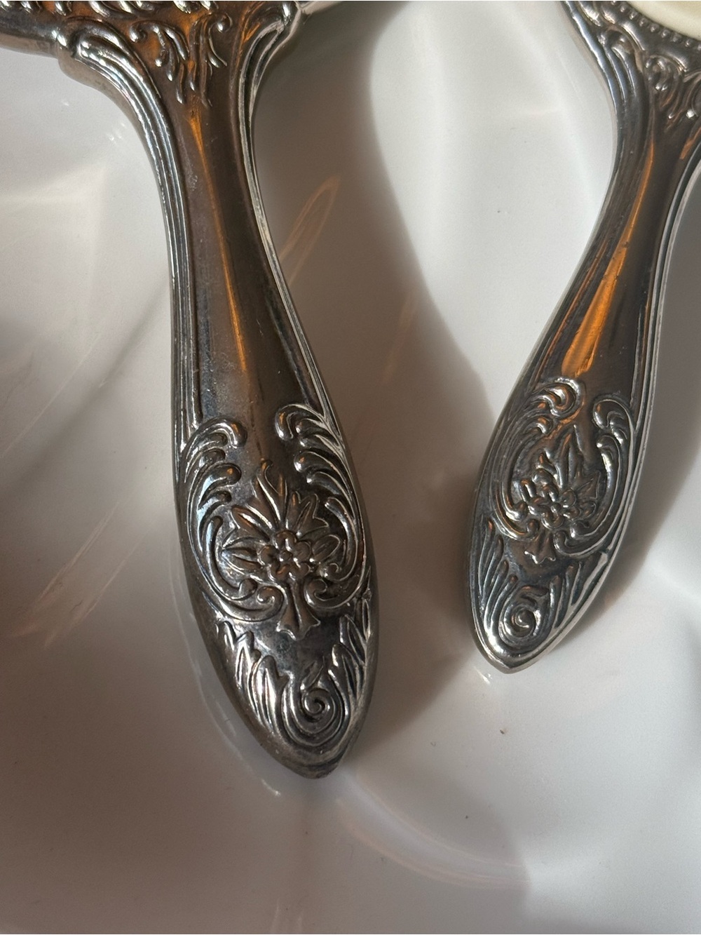 Vintage Ornate Sterling Silver Baby Vanity Set - Brush & Mirror - Picture 6 of 12